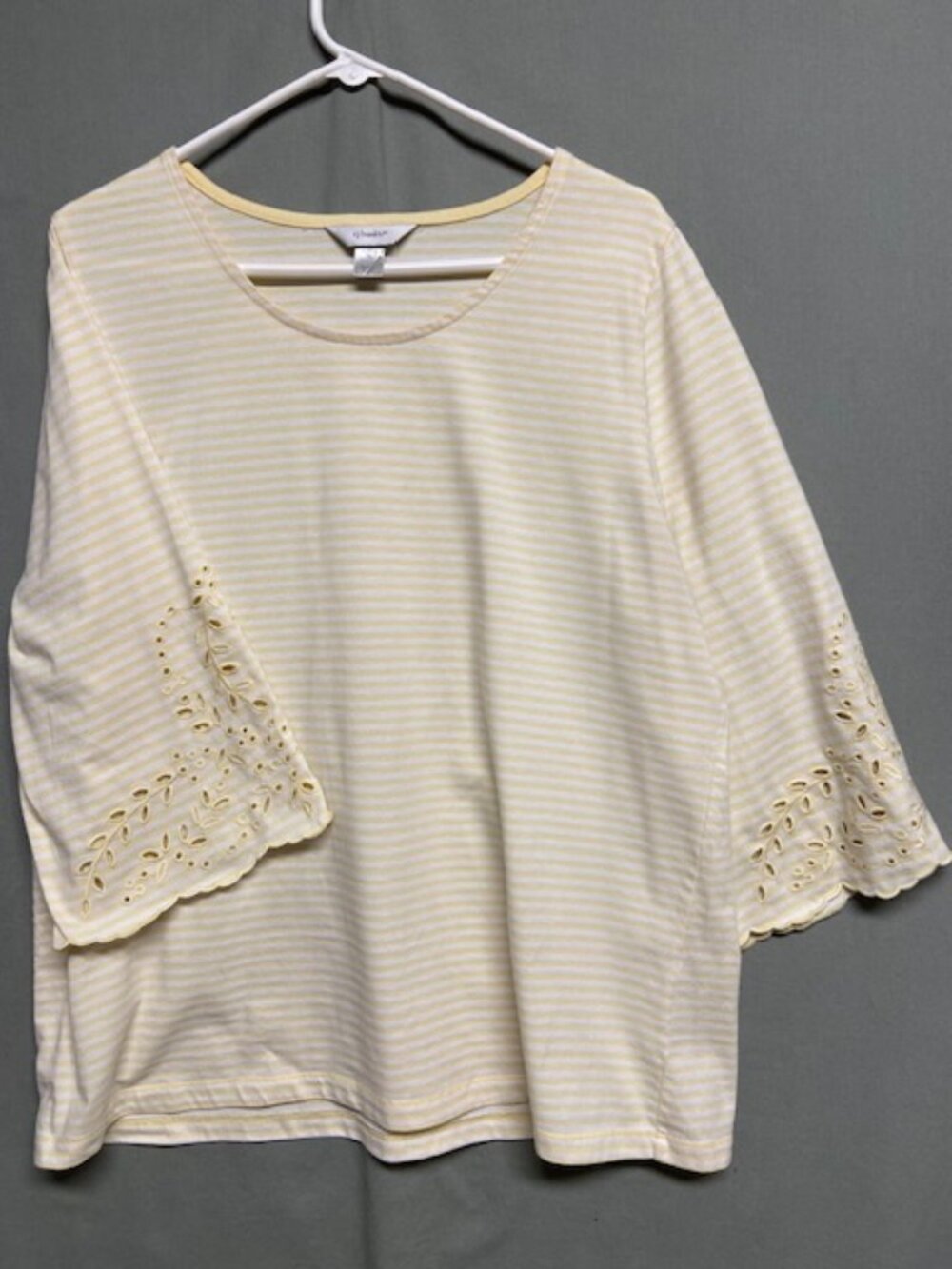 Christopher & Banks 1X 3/4 Sleeve Tunic Top with Eyelet detail